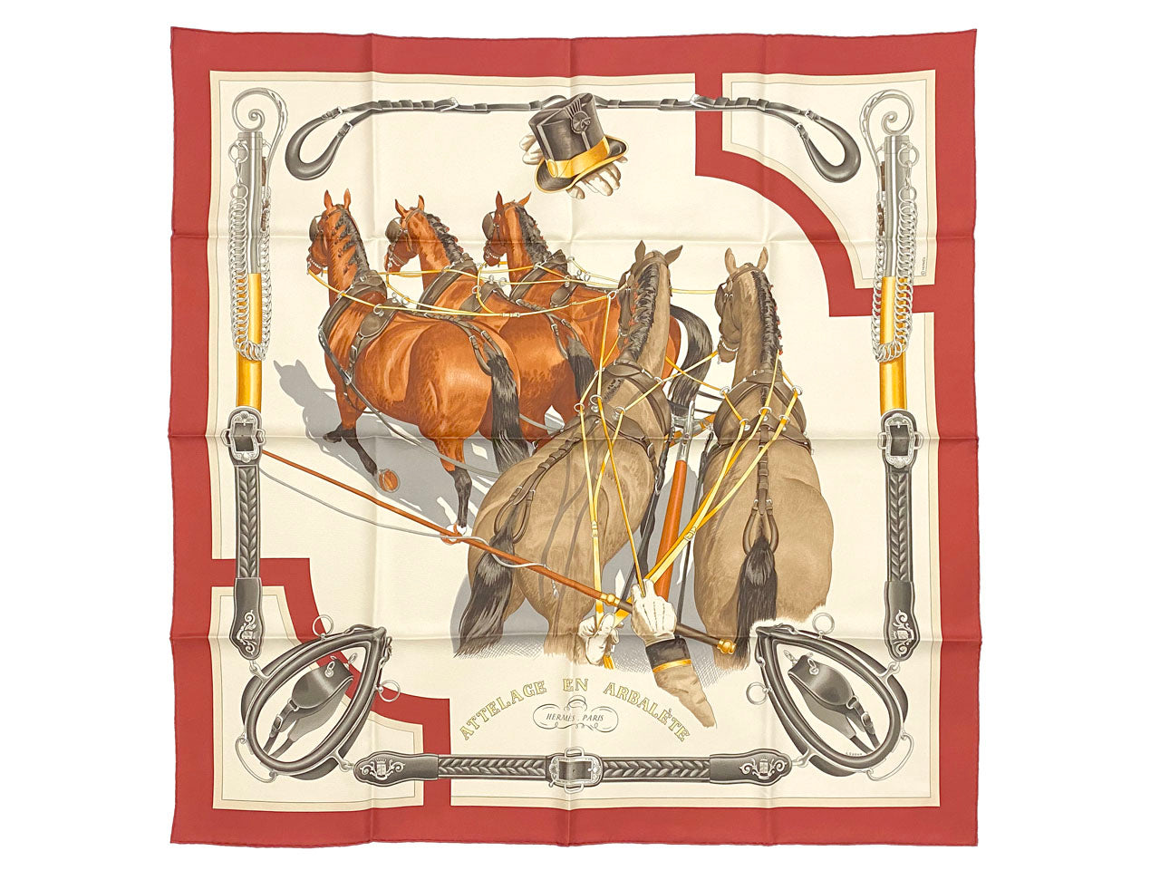エルメス/カレ90 スカーフ 【ATTELAGE EN ARBALETE (馬車弓形連結)】【SALE】