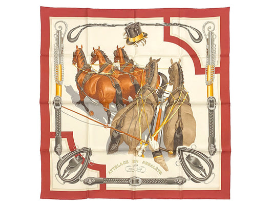 エルメス/カレ90 スカーフ 【ATTELAGE EN ARBALETE (馬車弓形連結)】【SALE】