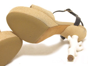 シャネル/珊瑚ヒール アンクルストラップ サンダル