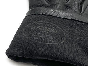 エルメス/H刺繍 ラムスキン レザーグローブ