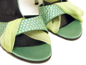 ソニアリキエル/シフォンリボン ラインストーンサンダル【SALE】