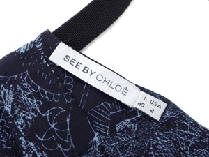 シーバイクロエ/リーフ柄コットンシルクワンピース