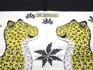 エルメス/カレ90 スカーフ 【Les Leopards （レオパード）】/黒×白 ...