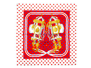 Aランク エルメス スカーフ ツイリー BRIDES de GALA LOVE ブリッド・ドゥ・ガラ・ラヴ シルク100% ルージュ レッド HERMES