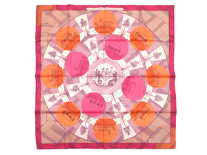 エルメス ツイリー オムニバスと白い貴婦人のゲーム スカーフ オレンジ　スカーフsugarブランド品