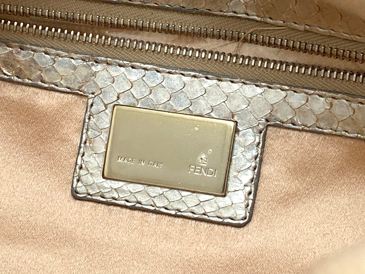 フェンディ/ハンドバッグ マンマバケット ミンク×パイソン