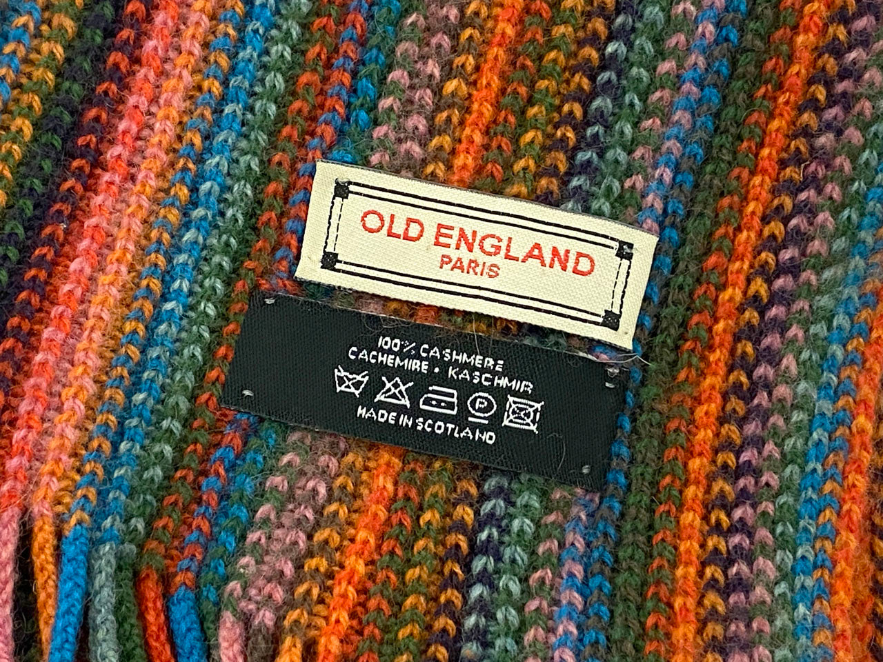 オールドイングランド/カシミヤフリンジマフラー