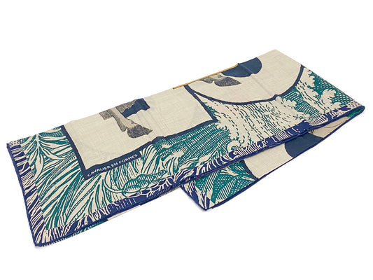 エルメス/カレ140 カレジェアン カシミヤ＆シルクショール 《Cavalier en Formes（カヴァリエ・アン・フォルム）》