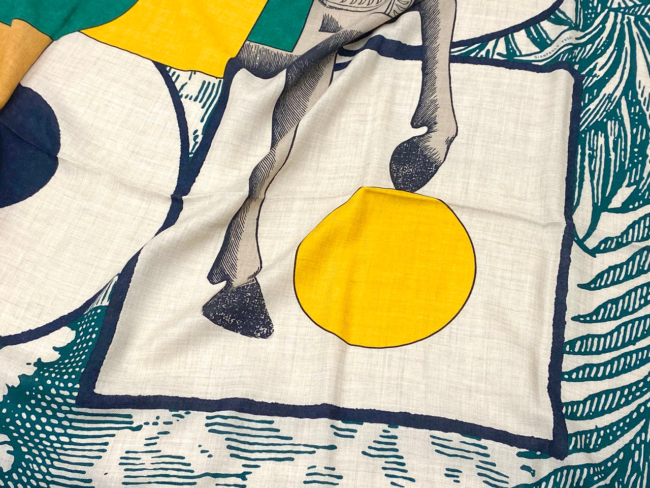 エルメス/カレ140 カレジェアン カシミヤ＆シルクショール 《Cavalier