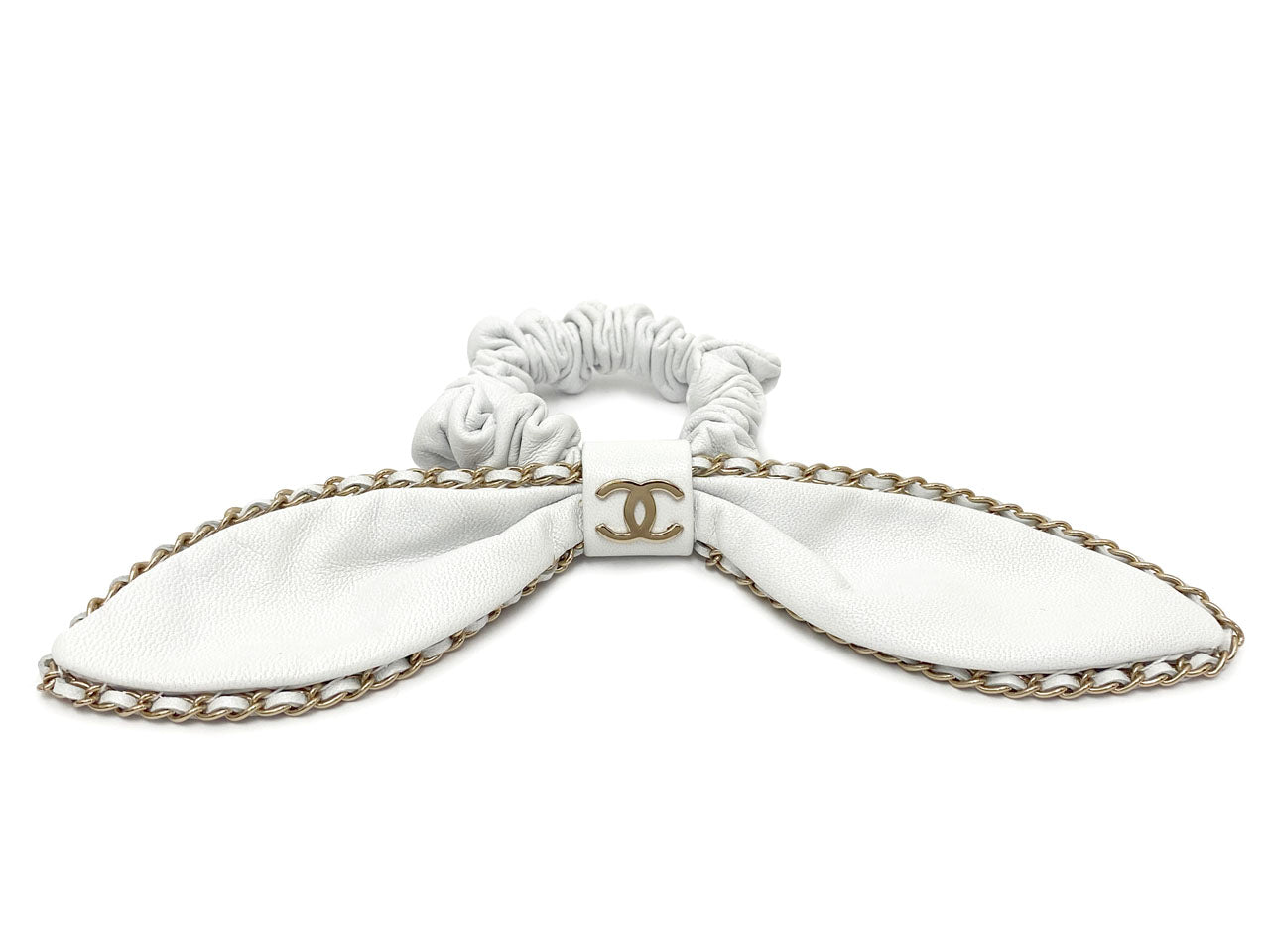 シャネル/レザー リボンシュシュ