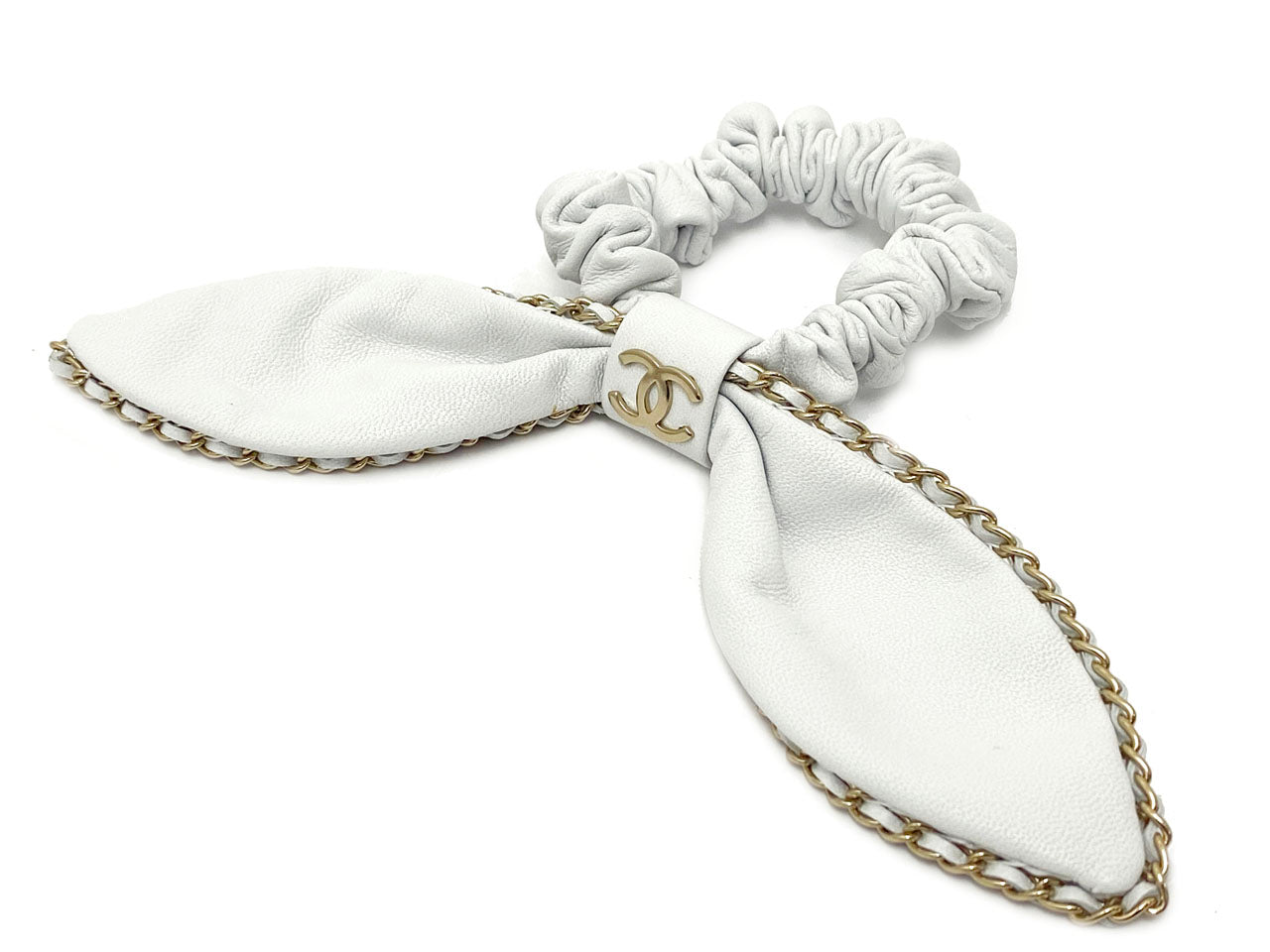 シャネル/レザー リボンシュシュ