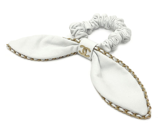 シャネル/レザー リボンシュシュ