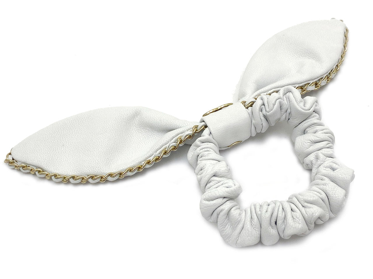 シャネル/レザー リボンシュシュ