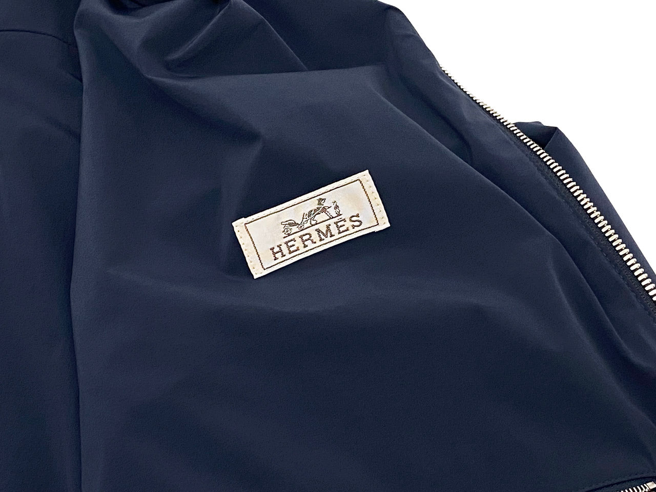 エルメス/メンズ レザーポケット フード付きナイロンジャケット