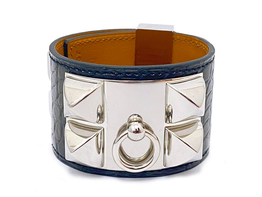 エルメス/レザーブレスレット 《コリエ・ド・シアン》 クロコダイル